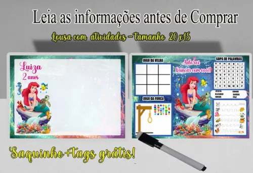 Lousinha Magica com Atividades + Canetinha da Sereia Ariel