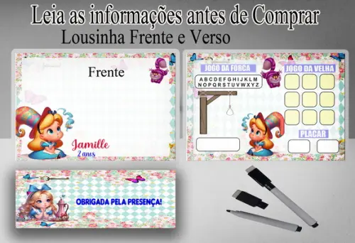 Lousinha Magica Frente e Verso Lembrancinhas da Alice Cute