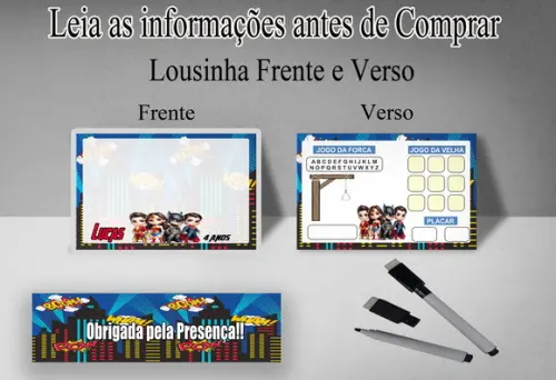 Lousinha Magica Frente e Verso Super Heróis Marvel