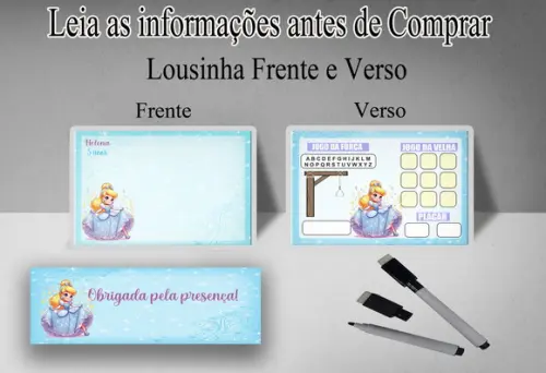Lousinha Personalizada Frente e Verso da Cinderela
