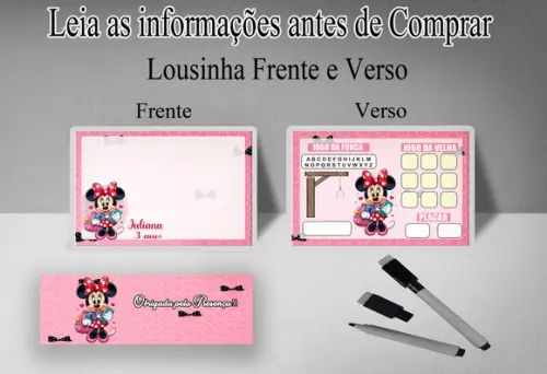 Lousinha Personalizada Frente e Verso da Minnie