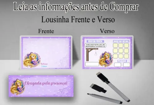 Lousinha3x1 com Canetinha Lembrancinha da Rapunzel Enrolados