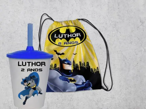 Mochila + Copo para Lembrancinhas do Batman