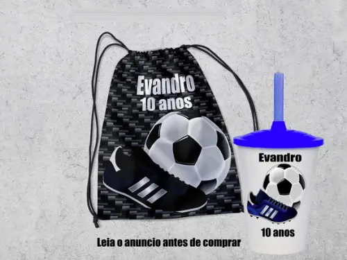 Mochila +copo Twister Personalizado Tema Futebol