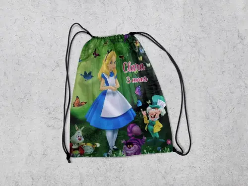 Mochila Saco Aniversario Alice no Pais das Maravilhas