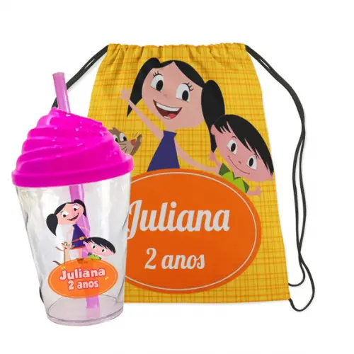 Mochilinha e Copo Tampa Chantilly Show da Luna