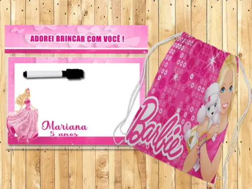 Mochilinha e Lousinha Magica Personalizada Barbie