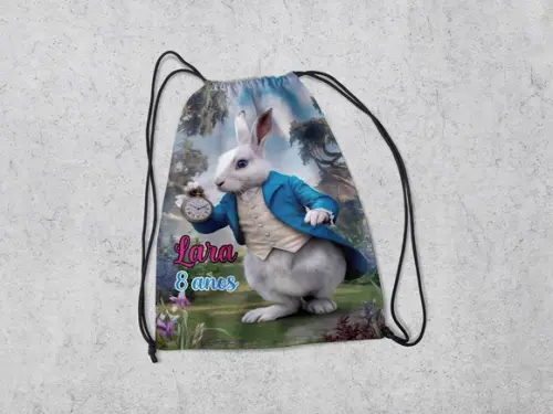 Mochilinha para Lembrancinhas do Coelho Branco da Alice