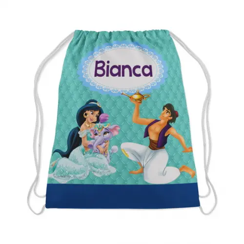 Mochilinha Personalizada Aladim e Jasmine