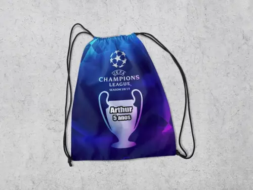 Mochilinha Personalizada Futebol Taça Champions