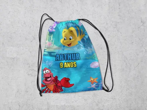 Mochilinha Personalizada Linguado e Sabastian da Ariel