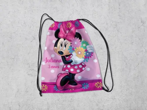 Mochilinha Saco Personalizada da Minnie