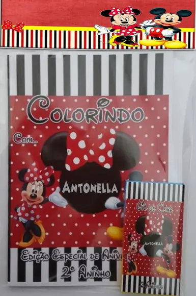 Revistinha De Colorir E Giz De Cera Personalizado Minnie