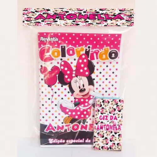 Revista e Giz de Cera Lembrancinhas Colorir da Minnie