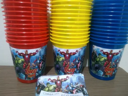 Balde de Pipoca + Rotulo para Pipoca Microondas Vingadores