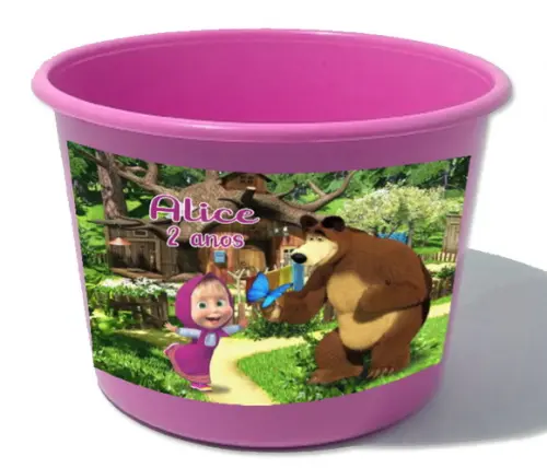 Balde de Pipoca 1,5 para Lembrancinhas Marsha e o Urso