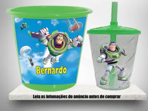 Balde de Pipoca e Copo Twister Buzz Lightyear