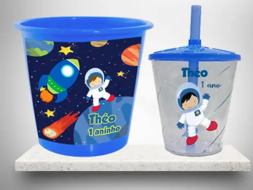 Balde de Pipoca e Copo Twister do Astronauta