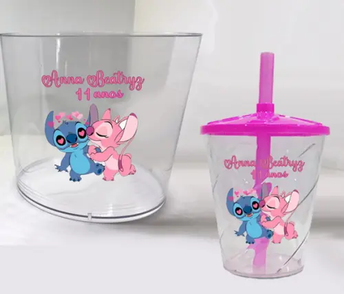 Balde de Pipoca e Copo Twister do Stitch