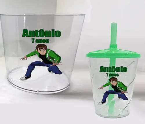 Balde de Pipoca e Copo Twister Personalizado do Ben 10
