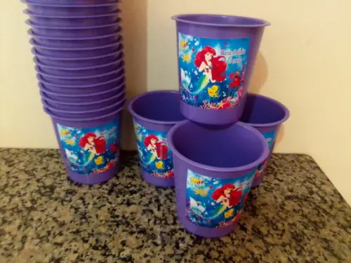 Balde de Pipoca Lembrancinhas de Festa da Sereia Ariel