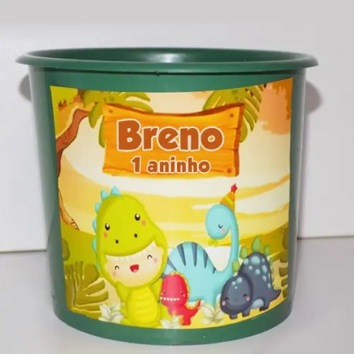 Balde de Pipoca Peronalizado Dinossauro Baby