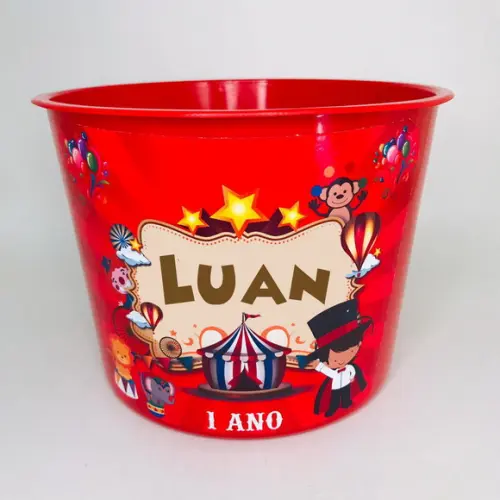 Balde de Pipoca Personalizado Circo