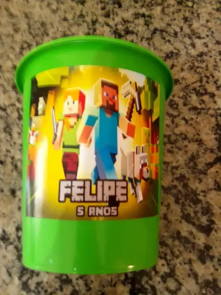 Balde de Pipoca Personalizado Minecraft