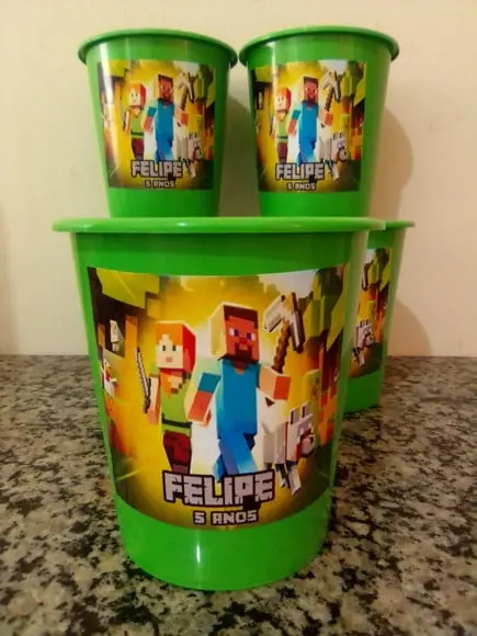 Balde de Pipoca Personalizado Minecraft