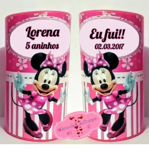 Cofrinho Personalizado Festa Minnie Rosa