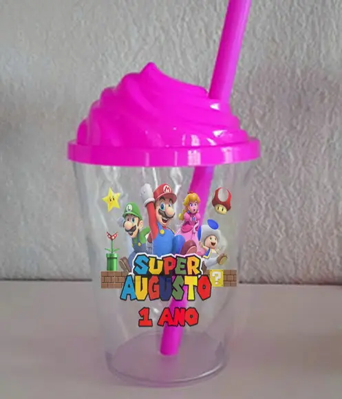 Copo com Tampa Chantilly Super Mario Brós