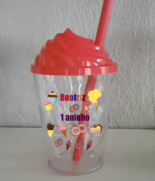 Copo Twister com a Tampa Chantily Docinhos Guloseimas