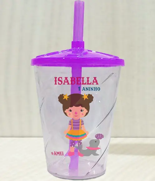 Copo Twister Personalizado Circo Menina