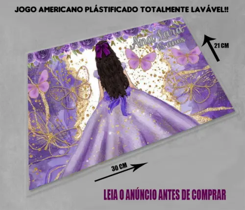 Decoração de Mesa de 15 Anos Jogo Americano Lavável