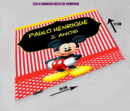 Decoração de Mesa Jogo Americano do Mickey