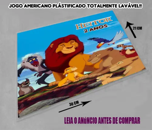 Decoração de Mesa Jogo Americano do Rei Leão