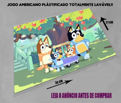 Jogo Americano do Bluey e Bingo