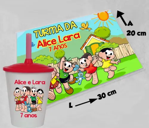Jogo Americano e Copo Twister da Turma da Monica