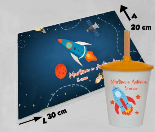 Jogo Americano e Copo Twister Personalizado Astronauta