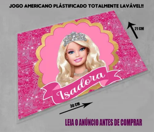 Jogo Americano Lavavel da Barbie