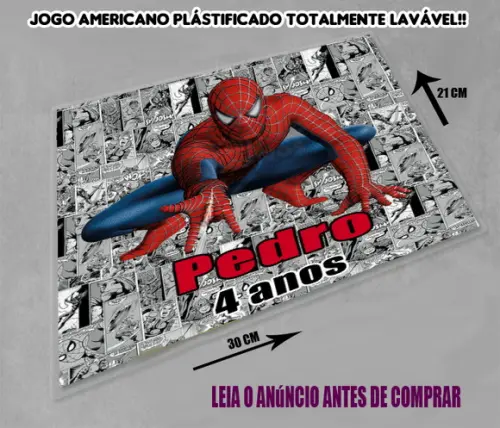 Jogo Americano para Lembrancinhas do Homem Aranha