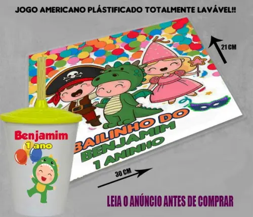Jogo Americano Personalizado com Copo Bailinho de Carnaval