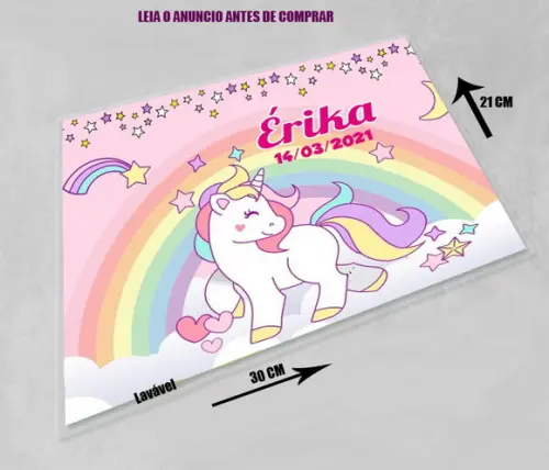 Jogo Americano Personalizado do Unicornio
