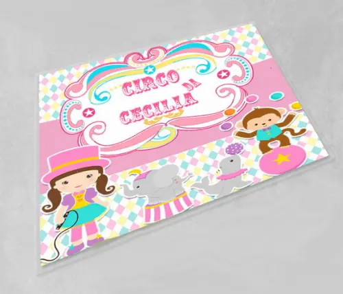 Jogo Americano Personalizado e Lavável Circo Rosa