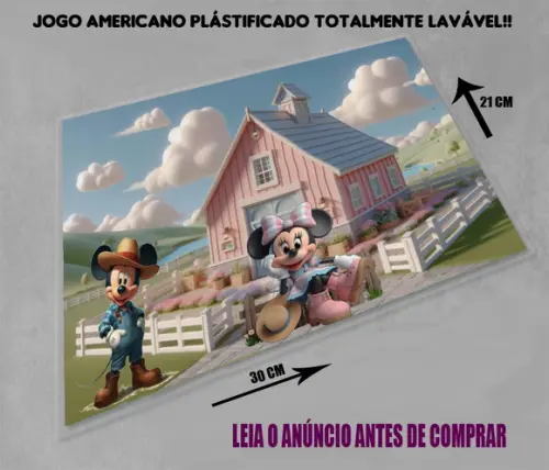 Jogo Americano Personalizado Fazendinha da Minnie