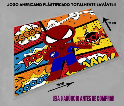 Jogo Americano Personalizado Souplast do Homem Aranha