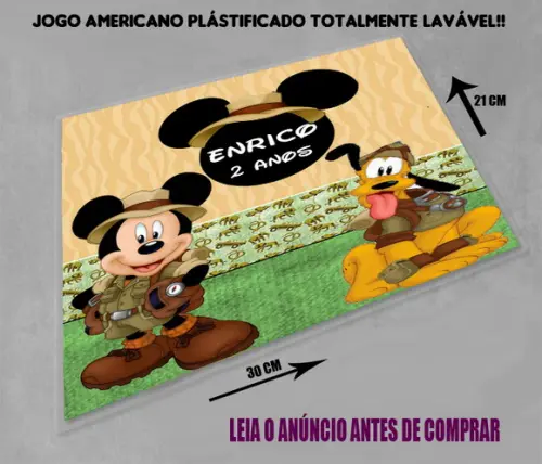 Jogo Americano Souplast para Lembrancinhas Mickey Safari