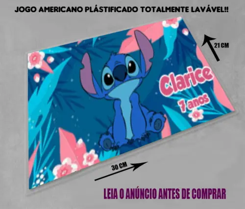 Jogo Americano Souplast Personalizado do Stitch