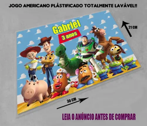 Jogo Americano Souplast Toy Story