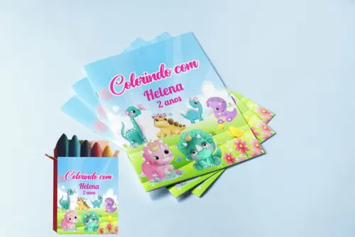 Kir Revistinha de Colorir com Giz de Cera Dinossauros Baby